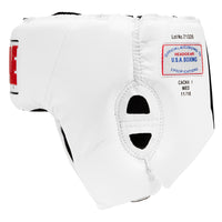 variant:white::TITLE Classic USA Boxing Competition Headgear – Open Face side view