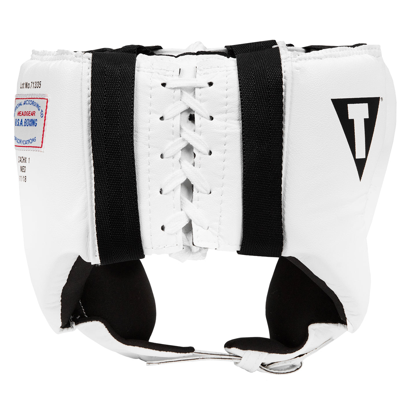 variant:white::TITLE Classic USA Boxing Competition Headgear – Open Face back view