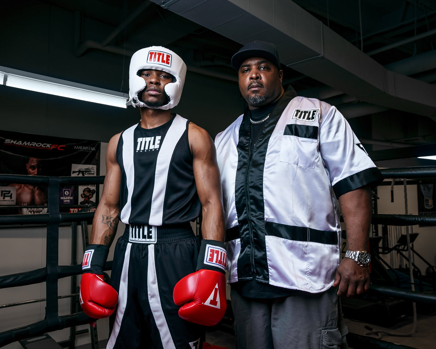 variant:white::TITLE Classic USA Boxing Competition Headgear-With Cheeks guy in ring with coach