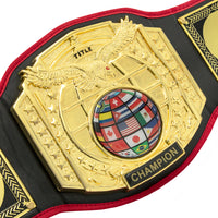 variant:black::TITLE Boxing Triple Platinum Title Belt front plate close up 