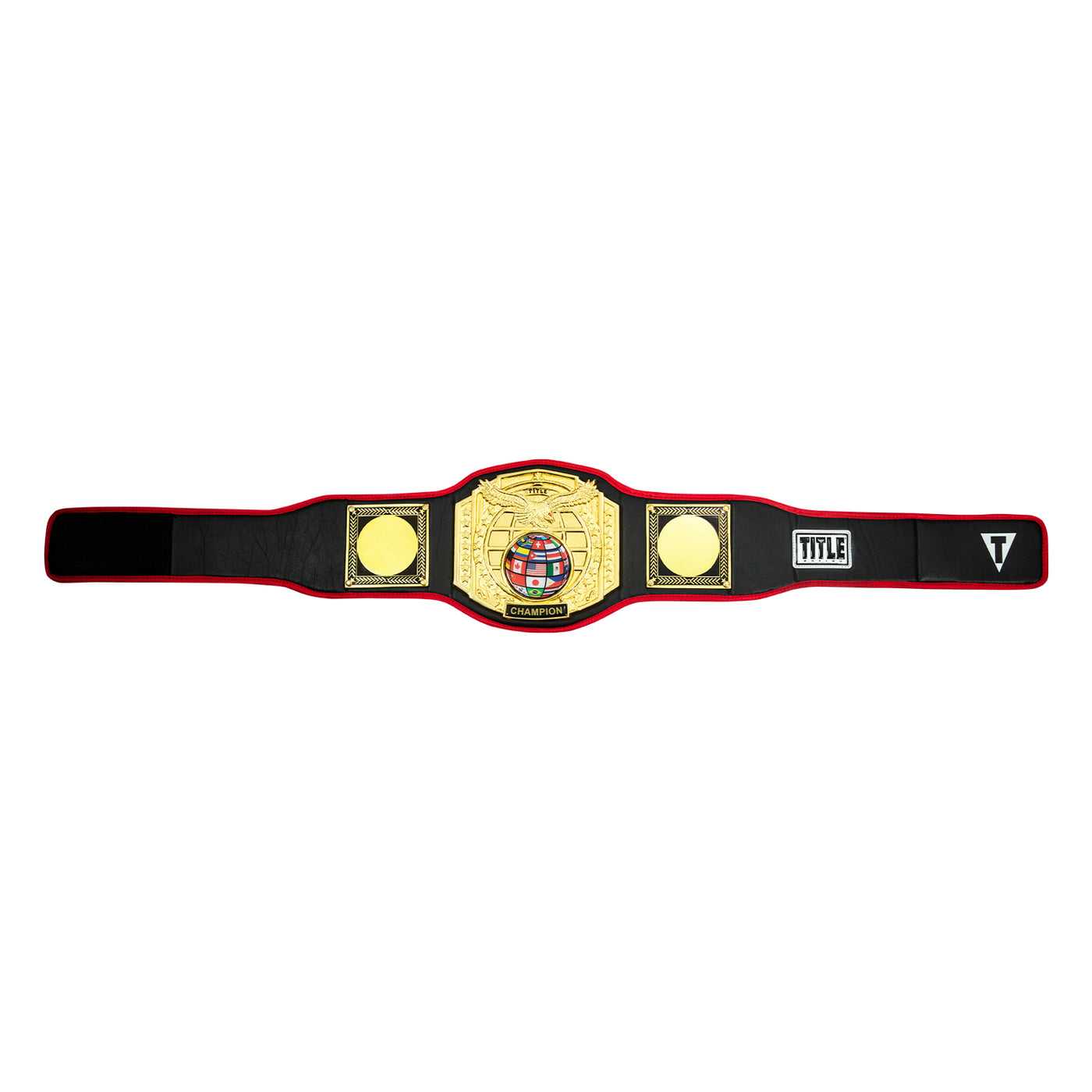 variant:black::TITLE Boxing Triple Platinum Title Belt lay out view