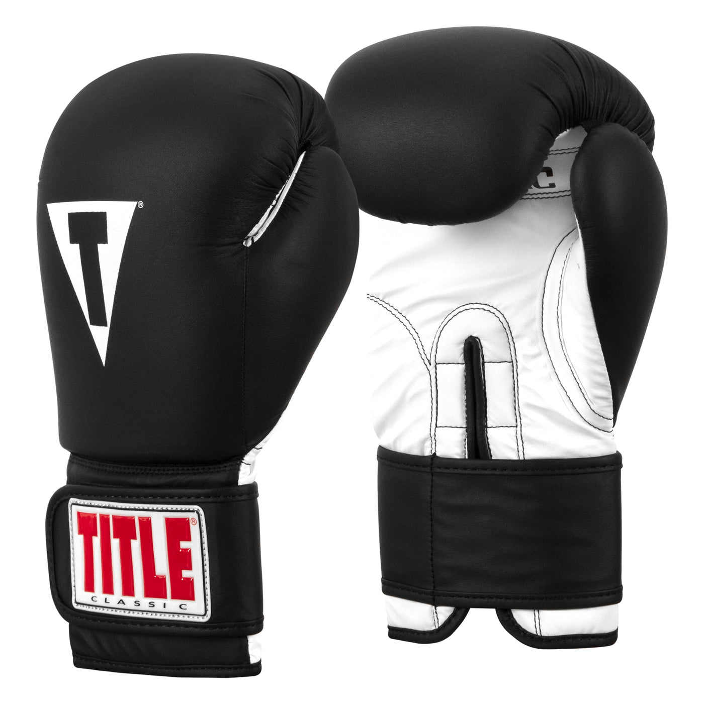 variant:black/white::TITLE Classic Fitness Boxing Gloves side view