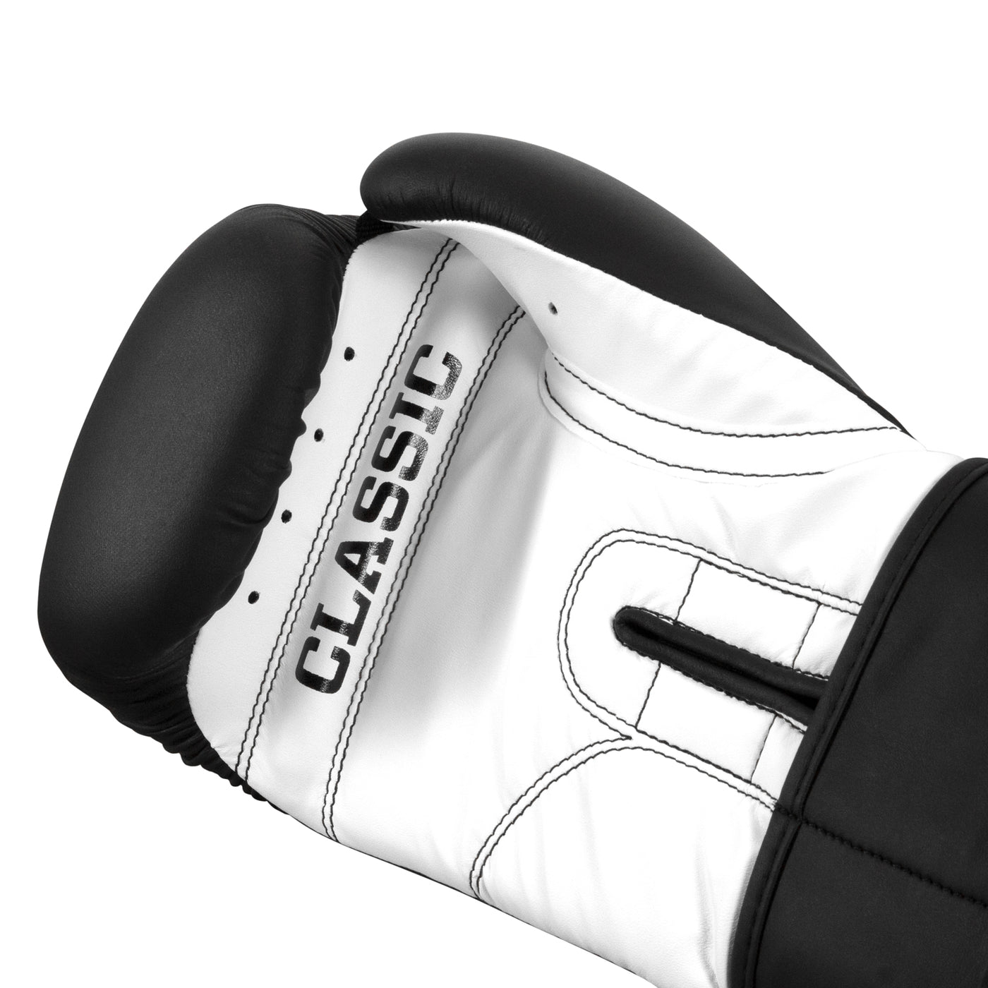 variant:black/white::TITLE Classic Fitness Boxing Gloves hand view