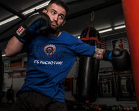 variant:black/blue::TITLE Classic Fitness Boxing Gloves guy wearing boxing gloves boxing with heavy bag