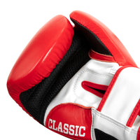 variant:red/white/black::TITLE Classic Leather Super Bag Gloves 2.0 hand view