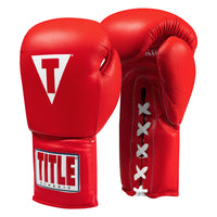 variant:red::TITLE Classic Leather Lace Training Gloves 2.0 side view