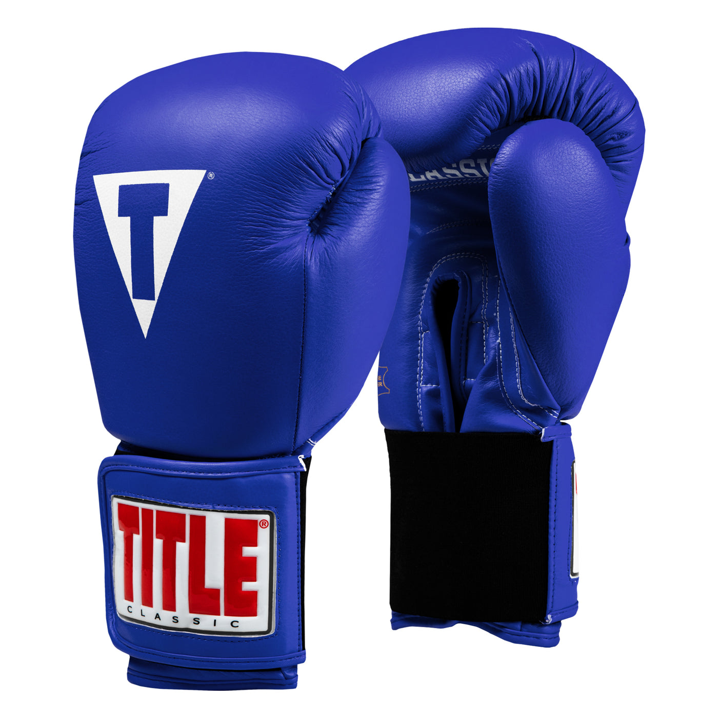 variant:blue::TITLE Classic Leather Elastic Training Gloves side view