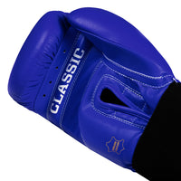 variant:blue::TITLE Classic Leather Elastic Training Gloves palm view