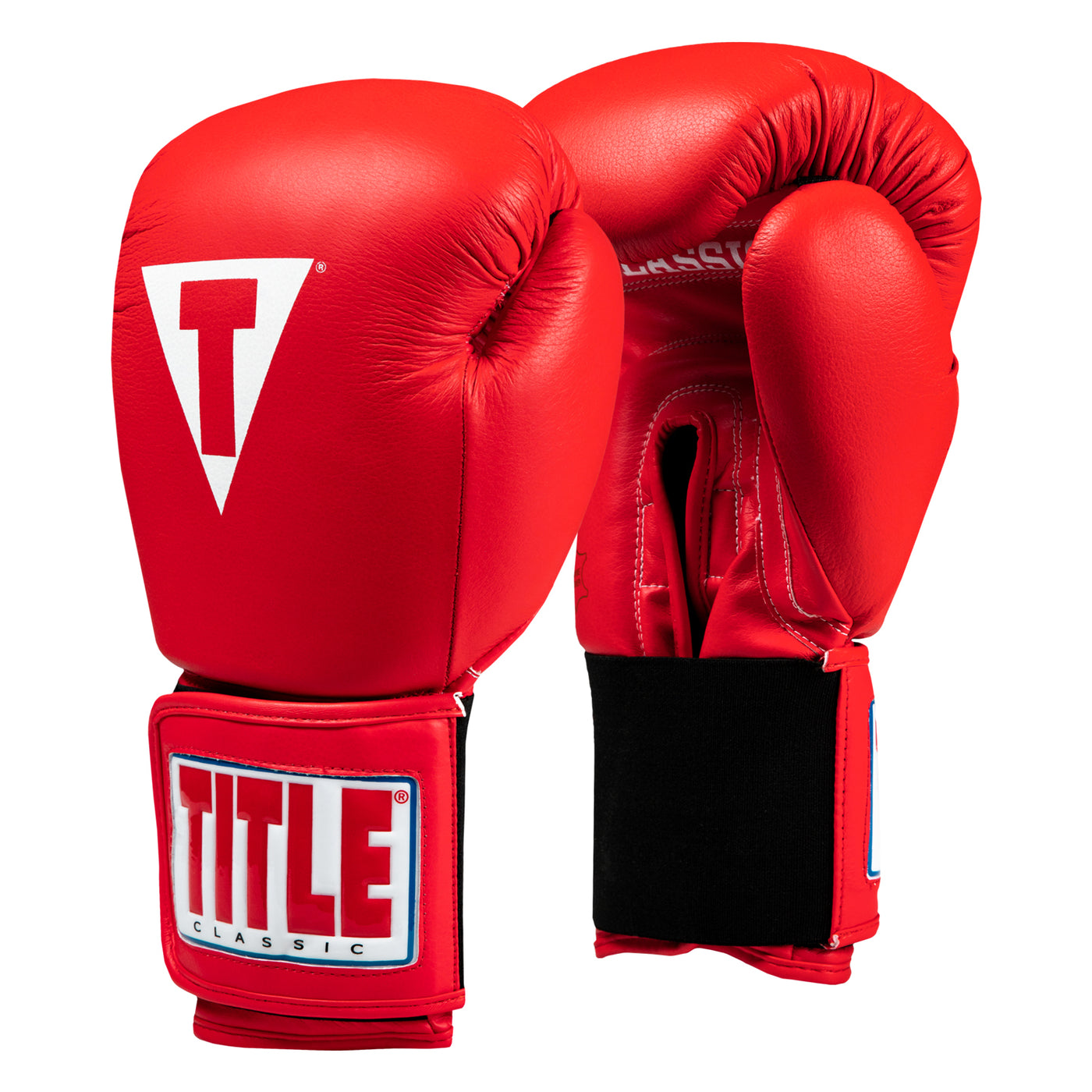 variant:red::TITLE Classic Leather Elastic Training Gloves side view