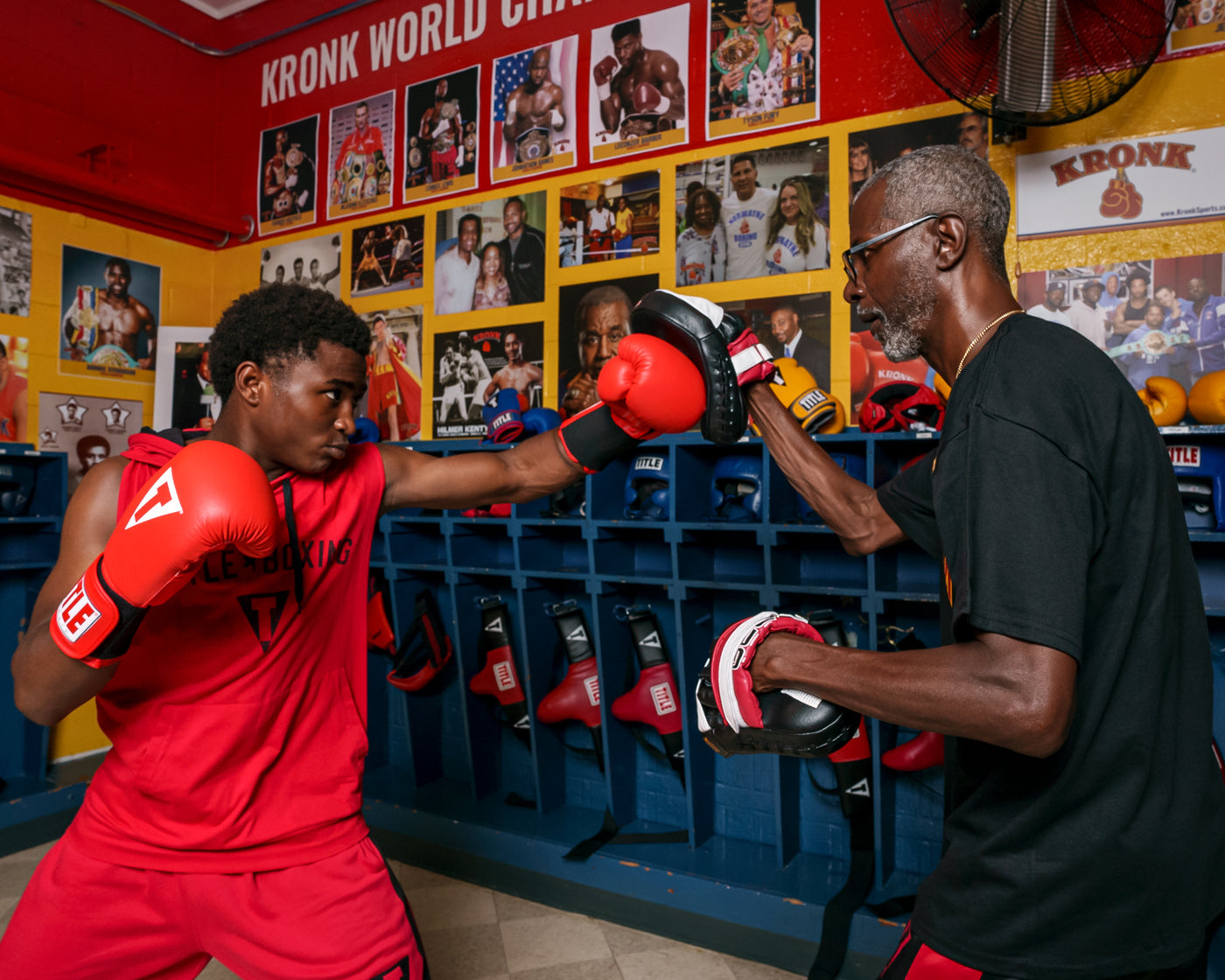 variant:red::TITLE Classic Leather Elastic Training Gloves kid punching mitts