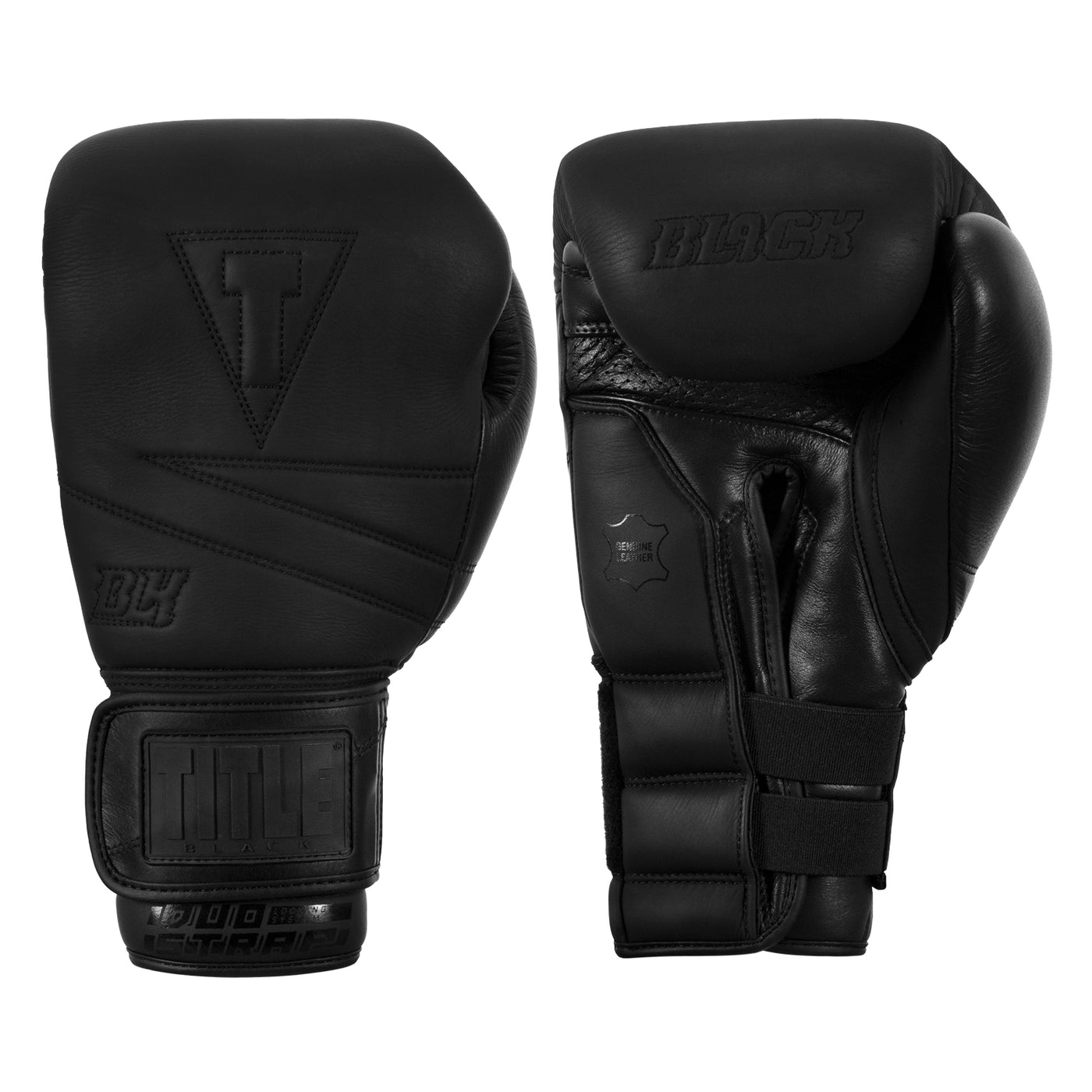 color:black::TITLE Black Bolstered Leather Bag Gloves main view