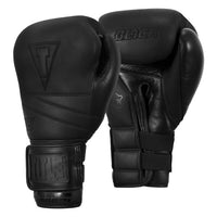 variant:black::TITLE Black Bolstered Leather Bag Gloves side view