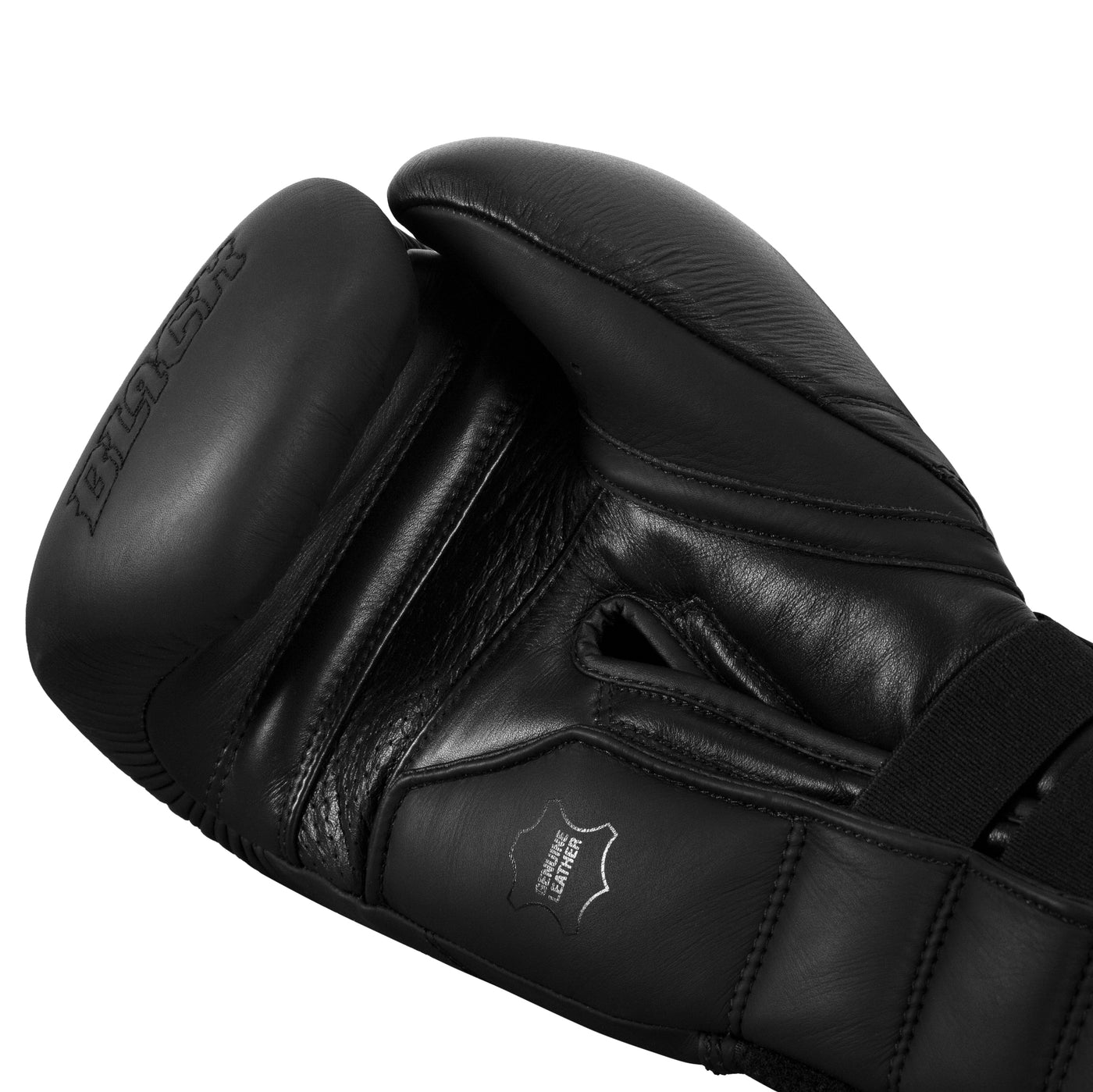 variant:black::TITLE Black Bolstered Leather Bag Gloves palm view