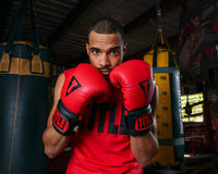 variant:red/black::TITLE Boxing Dauntless Training Gloves guys gloves by face