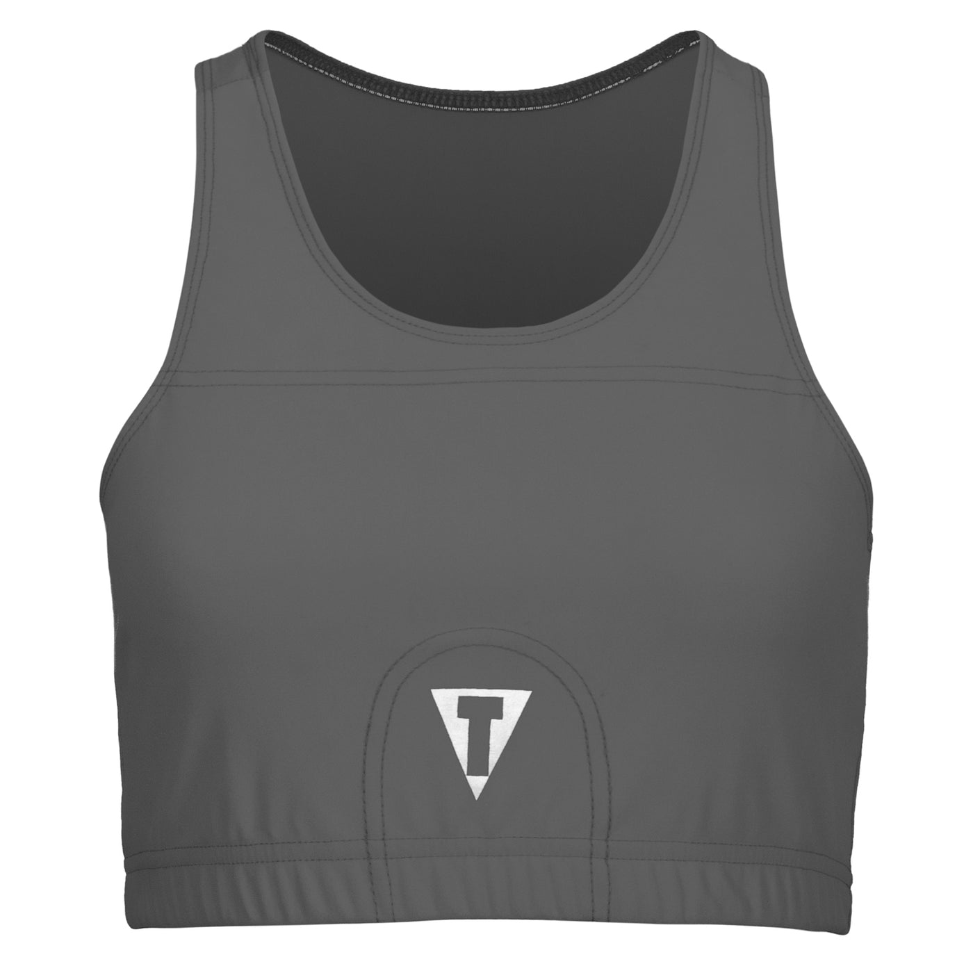 variant:Grey::TITLE Boxing Pro Compression Ascent Sports Bra front bottom T 