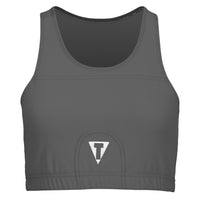 variant:Grey::TITLE Boxing Pro Compression Ascent Sports Bra front bottom T 