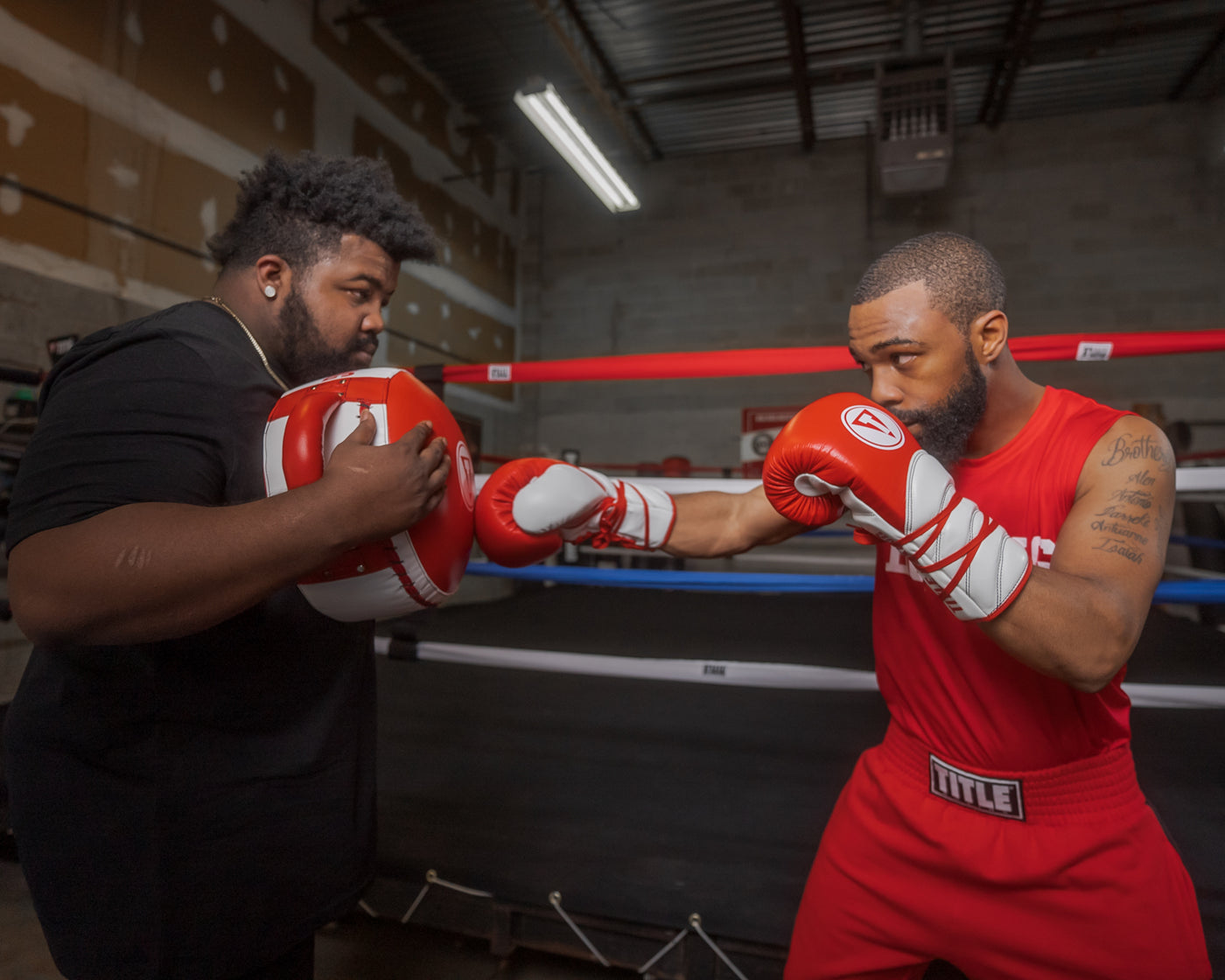variant:red/white::TITLE Boxing Fighting Fresh Punch Shield guy punching punch shield