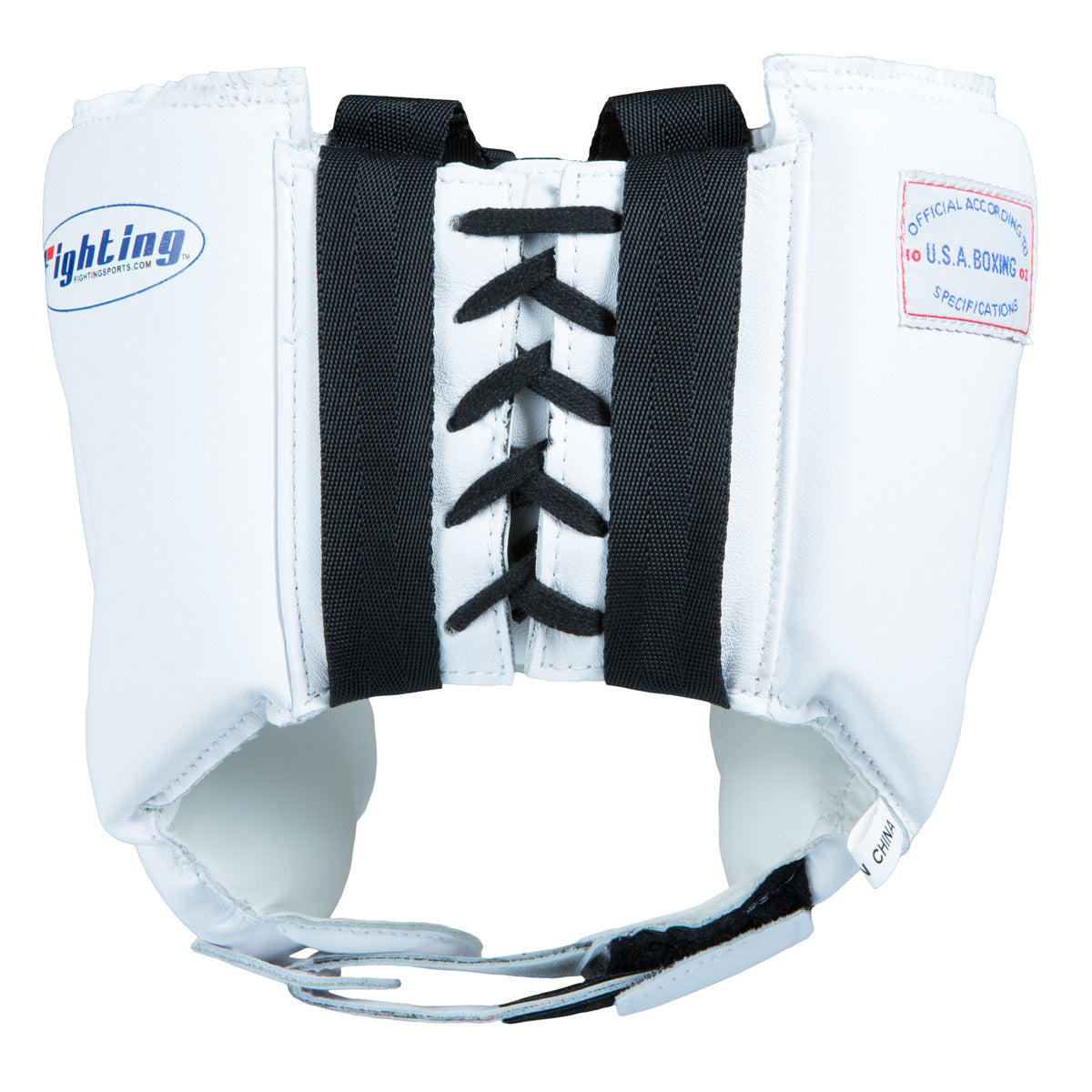 variant:White::Fighting USA Boxing Competition Headgear with Cheeks back view