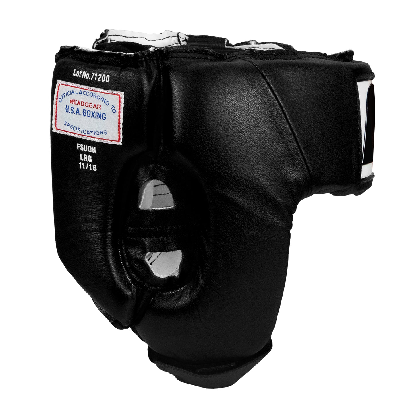 variant:black::Fighting USA Boxing Competition Open Face Headgear side view