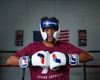 variant:white/blue::Fighting Force Training Gloves guy posing with gloves