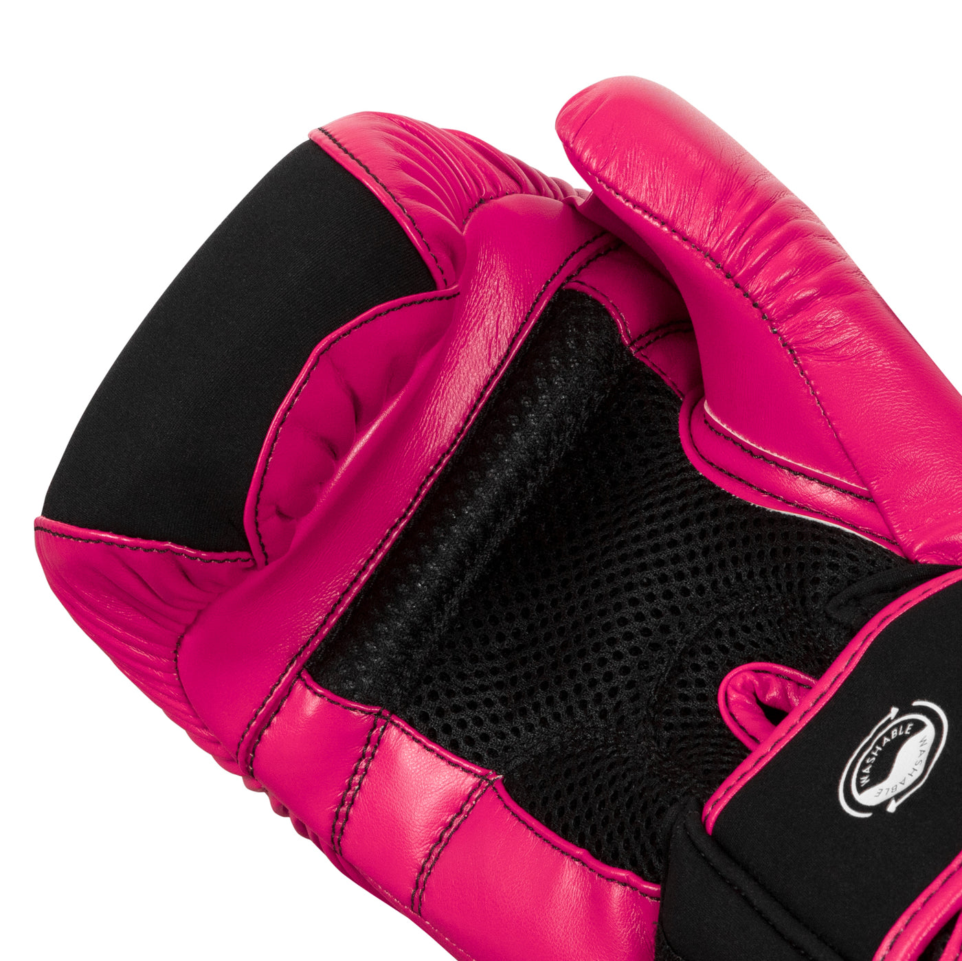 variant:black/hot pink::TITLE Boxing Gel Washable Fitness Gloves 3.0 palm view