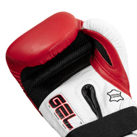 variant:Red/White::TITLE Boxing Gel Suspense Training Gloves lay down view