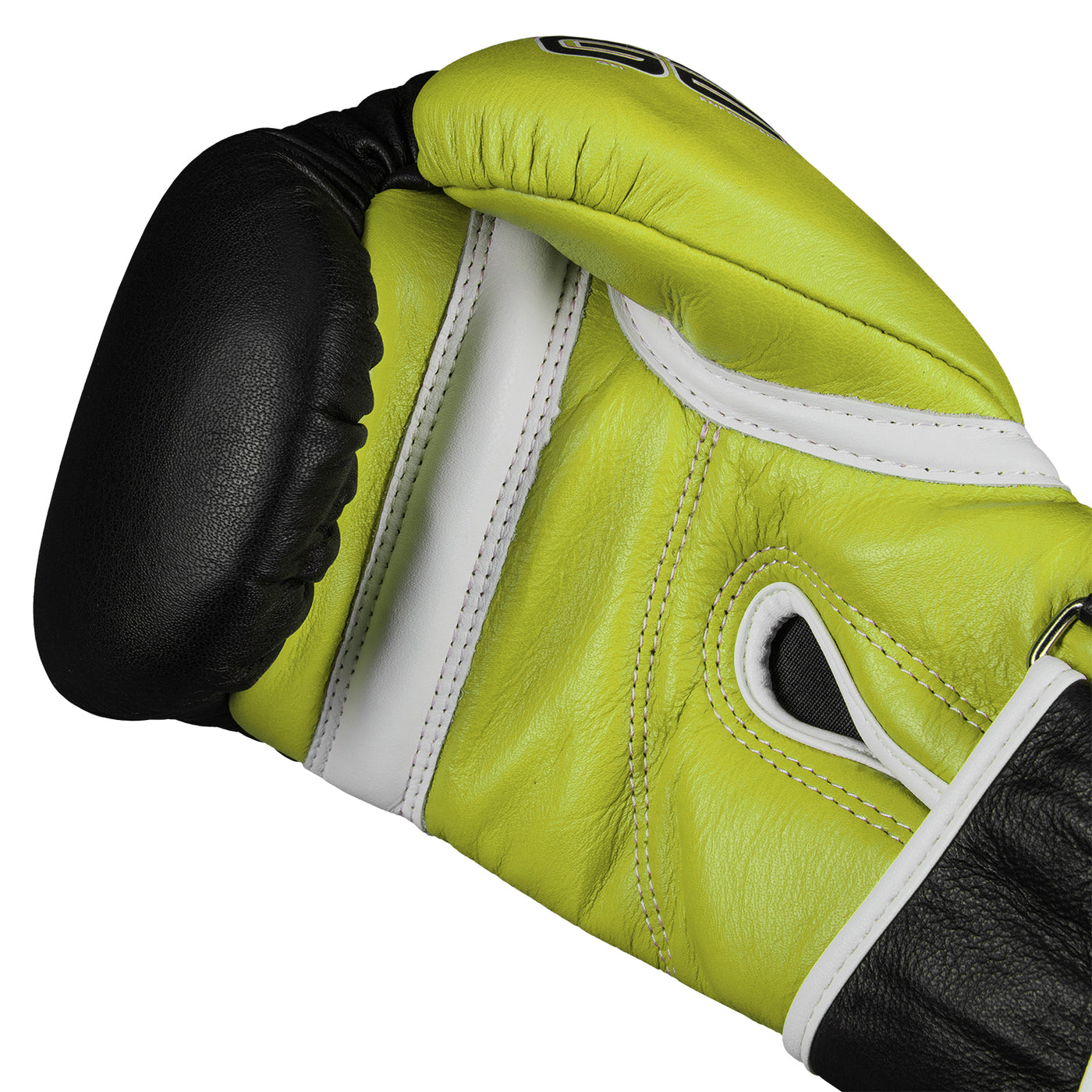 variant:black/lime::TITLE Boxing Gel World 2.0 Bag Gloves palm view