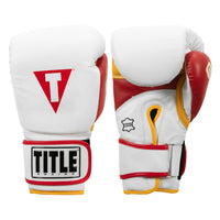 color:white/red/gold::TITLE Boxing Gel World V2T Bag Gloves main view