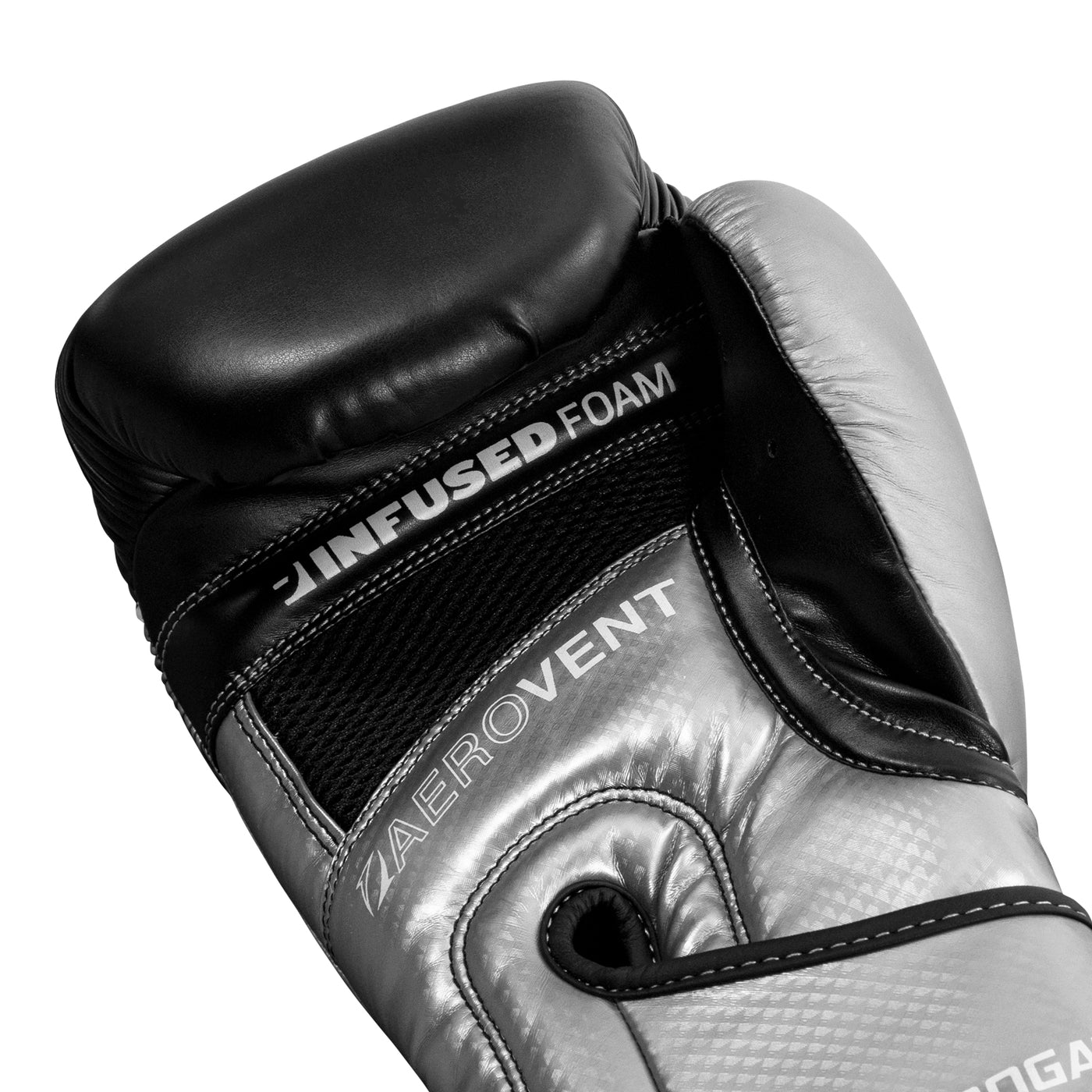 variant:silver/black::TITLE Boxing Infused Foam Interrogate Training Gloves 2.0 fifth view