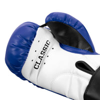 variant:blue/black/white::TITLE Classic Kid & Youth Boxing Gloves 2.0 palm view closeup