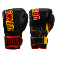 variant:black/red::KRONK Boxing Leather Bag Gloves front view