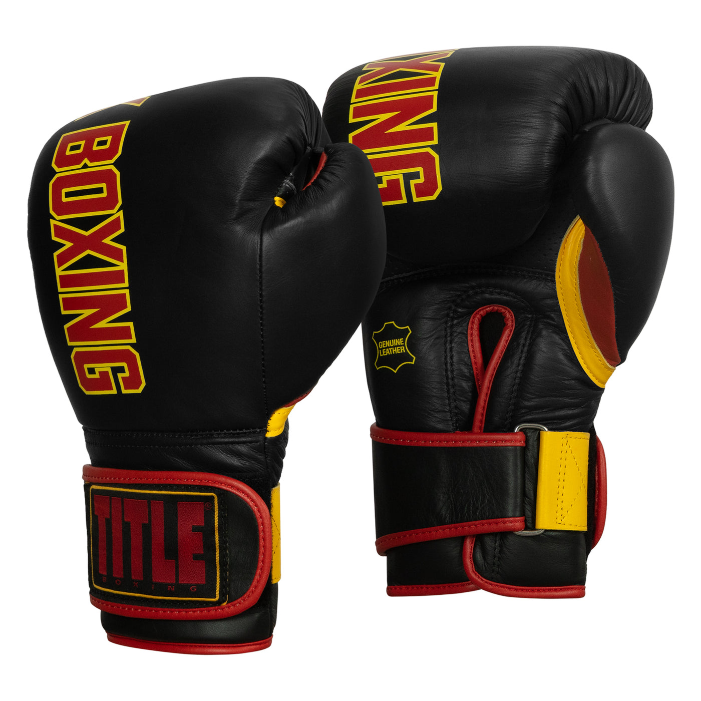 variant:black/red::KRONK Boxing Leather Bag Gloves side view