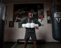 variant:White::TITLE Boxing Ko-Vert Training Gloves man wearing gloves in gym