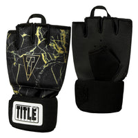 variant:black/gold::TITLE Boxing Defender Sublimated Glove Wraps