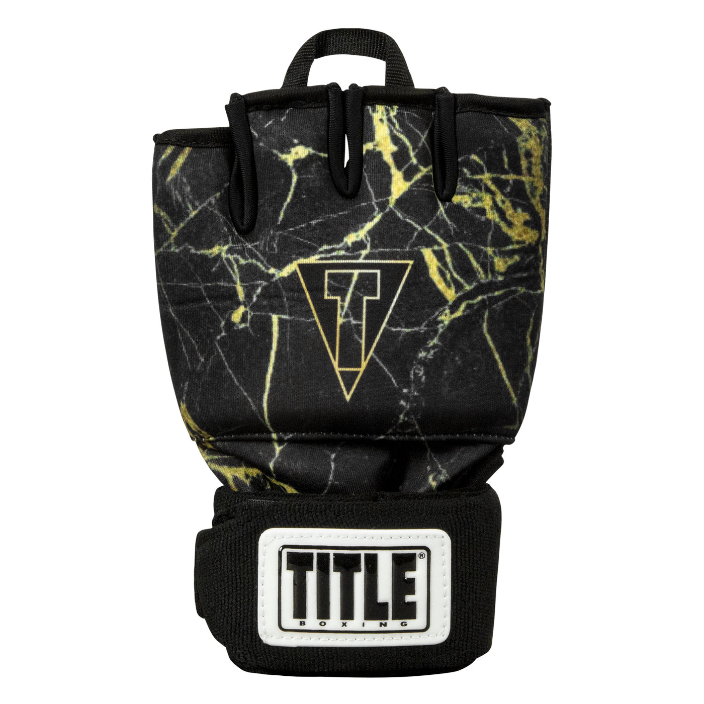 variant:black/gold::TITLE Boxing Defender Sublimated Glove Wraps