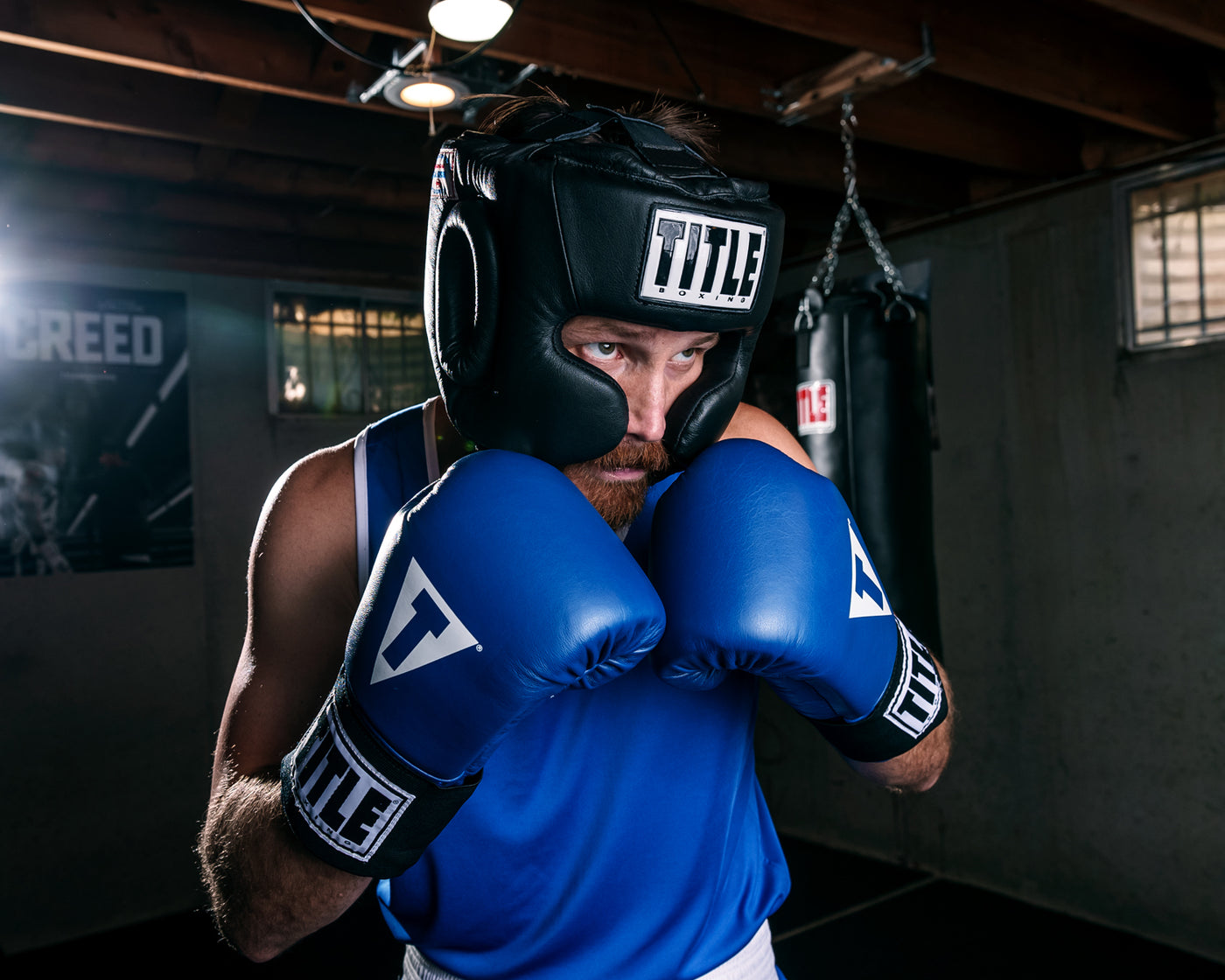 variant:black::TITLE Boxing USA Boxing Masters Competition Headgear blue gloves 