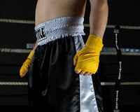 variant:Gold::TITLE Boxing Mexican Style 180" Hand Wraps detail of hand wrapped in hand wrap