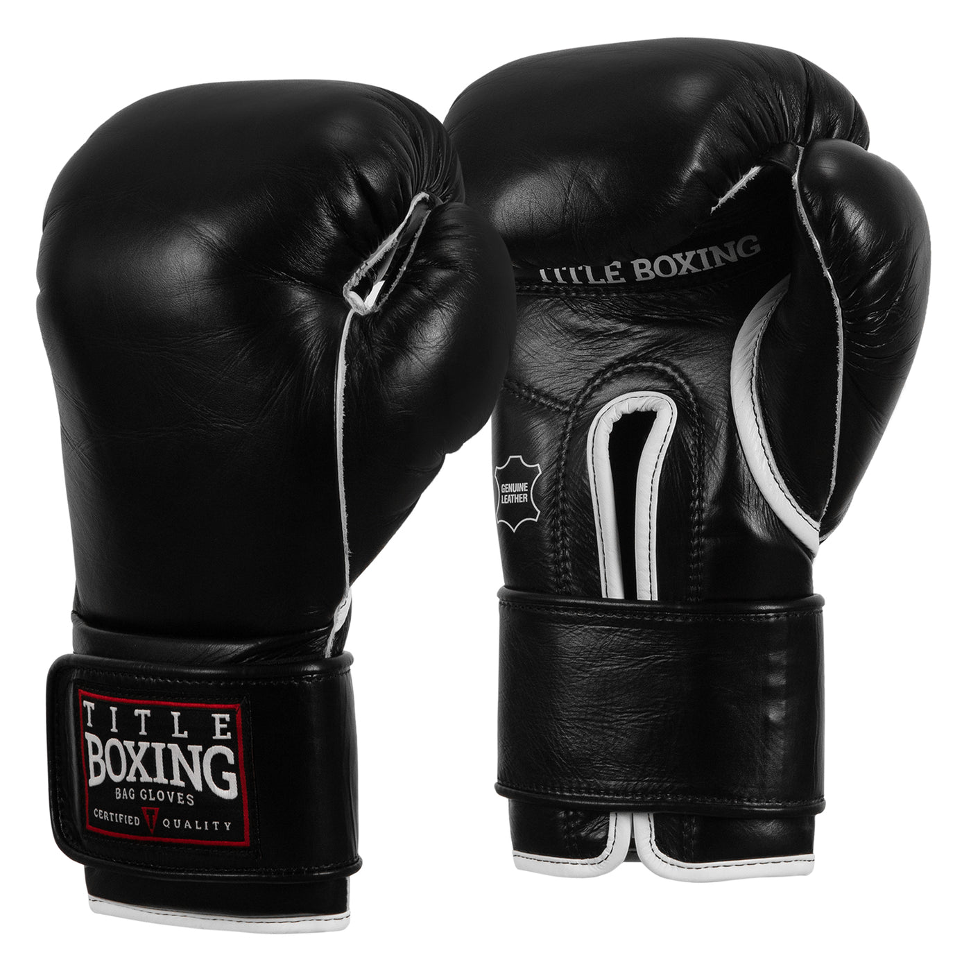 variant:black::TITLE Boxing Old School Leather Bag Gloves 2.0 side view