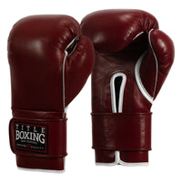 variant:maroon::TITLE Boxing Old School Leather Sparring Gloves 2.0  side vieew