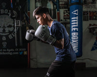 variant:Silver::Pro Mex Professional Bag Gloves V3.0 boy in boxing stance