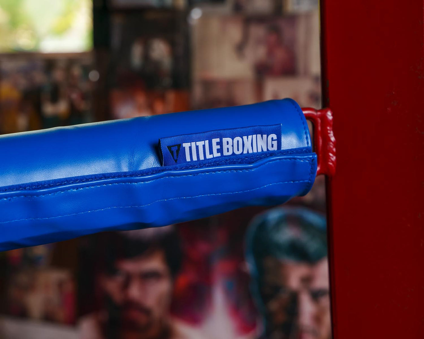 variant:RD/WH/BL::TITLE Boxing Ring Turnbuckle Covers close up on cover ring