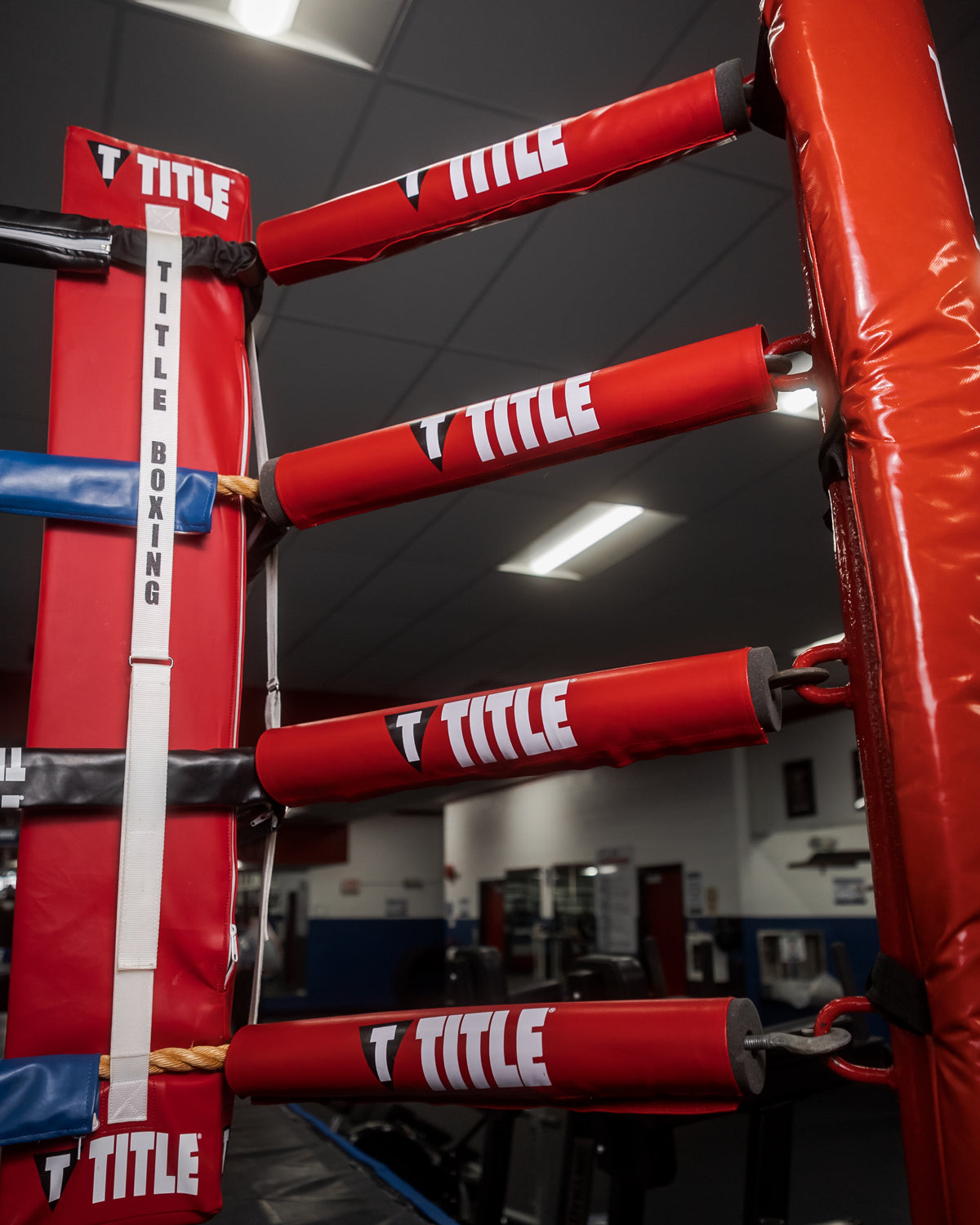 variant:RD/WH/BL::TITLE Boxing Ring Turnbuckle Covers closeup view