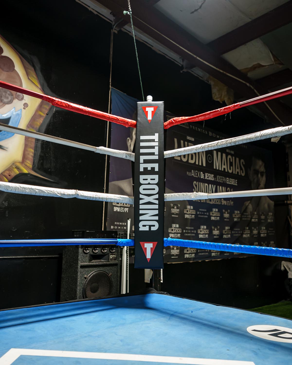 variant:black::TITLE Boxing Pro Corner Cushions V3P – Set Of 4 image showing corner cushion in boxing ring