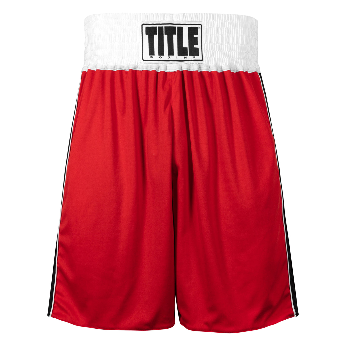variant:red/blue::TITLE Boxing Stinger Reversible Amateur Boxing Set red shorts front view