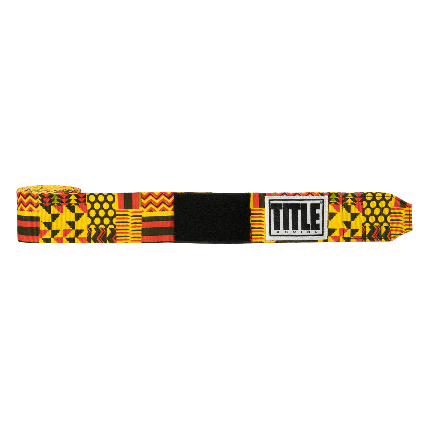 variant:Kente::TITLE Boxing Print Hand Wraps 180"front view