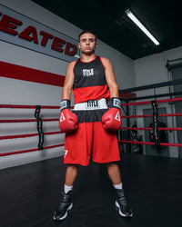 variant:red/black::TITLE Boxing Latitude Amateur Boxing Set kid in ring boxing hands down 