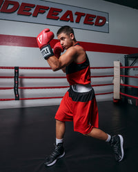 variant:red/black::TITLE Boxing Latitude Amateur Boxing Set kid in ring boxing stance