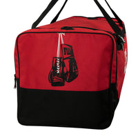 variant:red::TITLE Boxing Deluxe Gear Bag side glove view