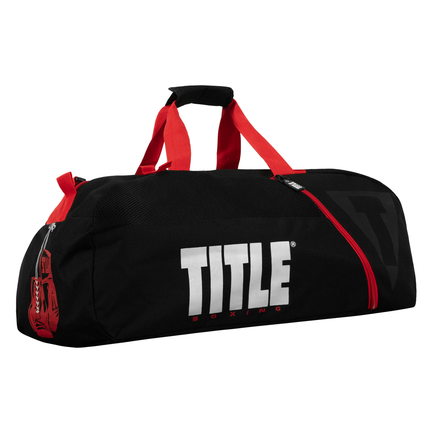 variant:black/red::TITLE Boxing Champion Sport Bag side front view