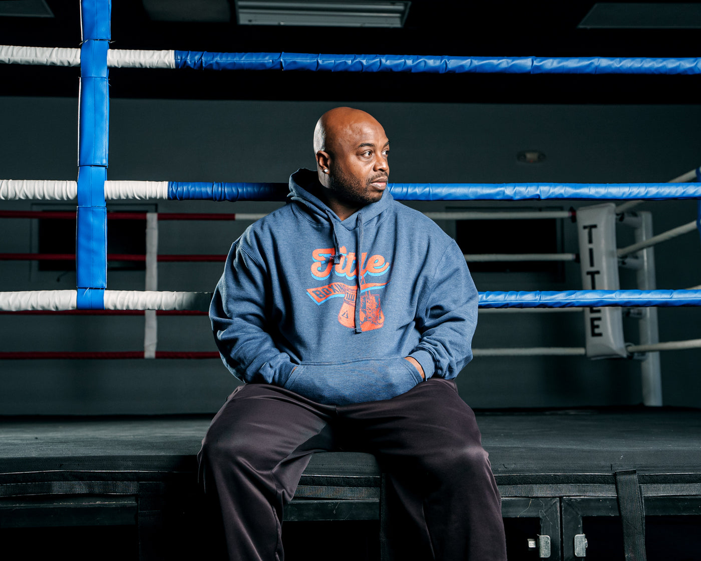 variant:blue::TITLE Boxing Classic Script Hoodie